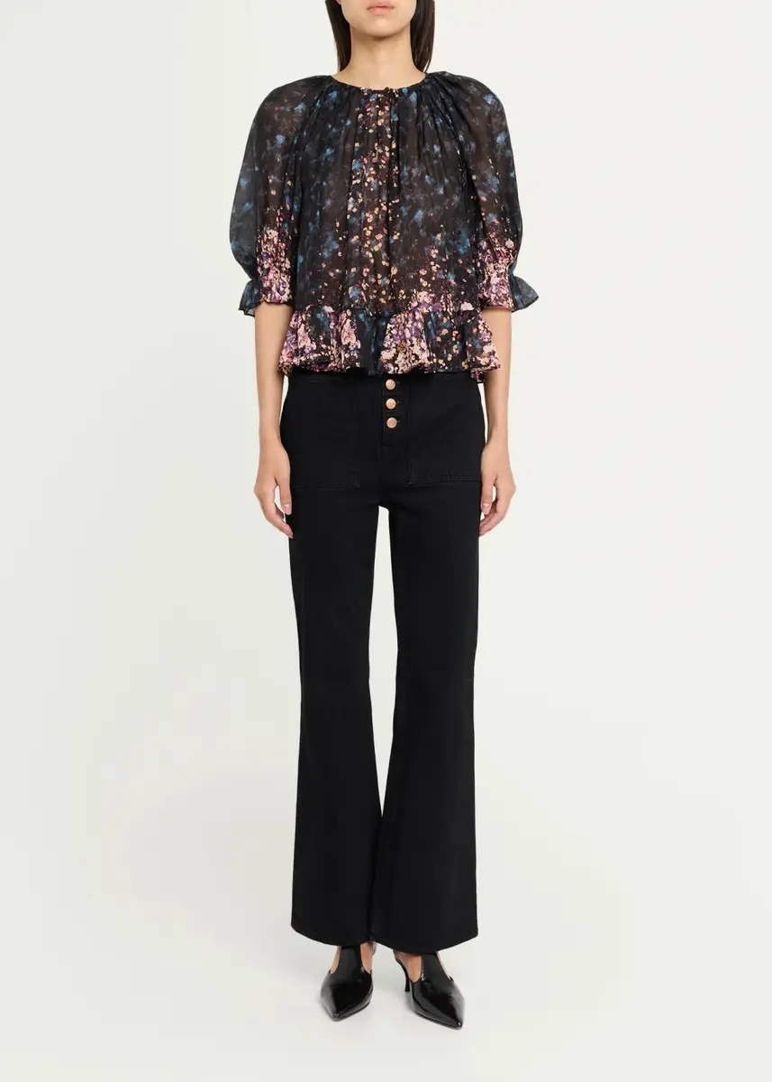 Ulla Johnson Elise Short-Sleeve Silk Blouse | Thumbnail 2 Ulla Johnson Elise Short-Sleeve Silk Blouse | Thumbnail 2