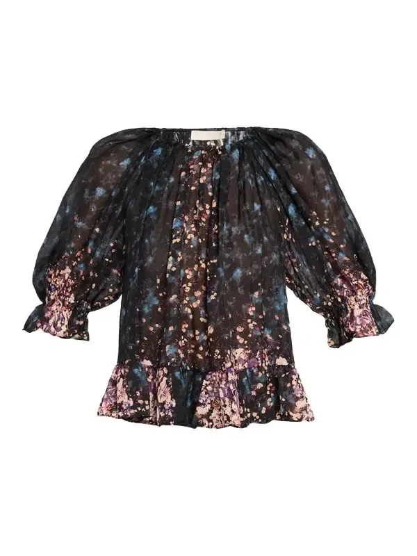 Elise Short-Sleeve Silk Blouse