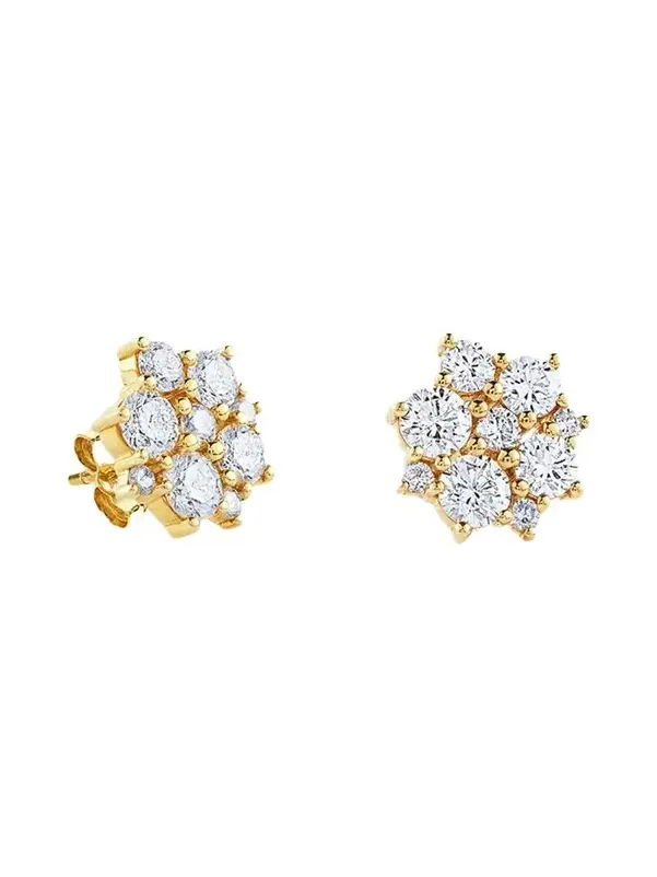 14K Yellow Gold Diamond Cocktail Disc Stud Earrings 14K Yellow Gold Diamond Cocktail Disc Stud Earrings