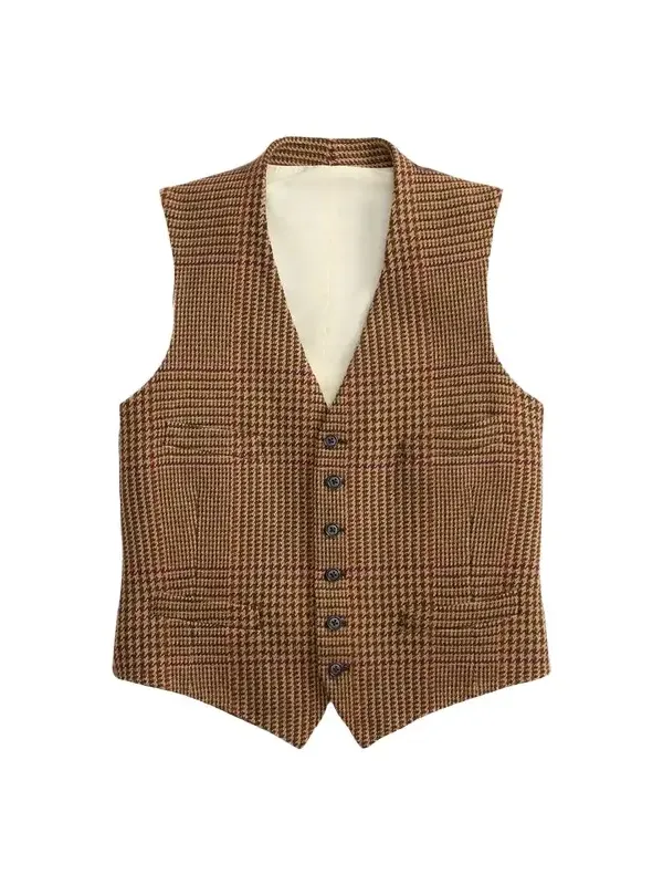 Men's Hand-Tailored Plaid Wool-Cashmere Vest