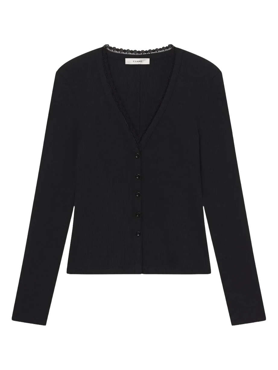 The Rib Lace-Trim Cardigan