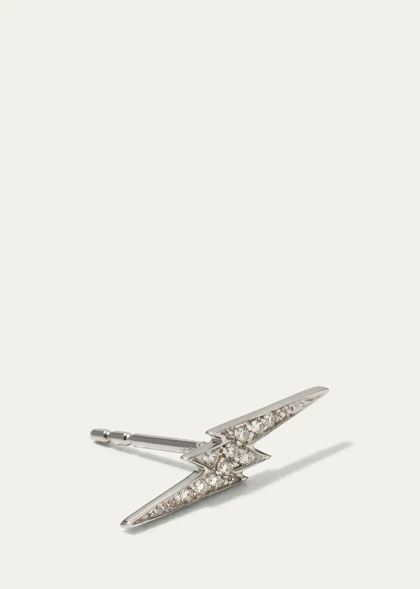 Sydney Evan 14k White Gold Diamond Lightning Bolt Stud Earring, Single | Thumbnail 3 Sydney Evan 14k White Gold Diamond Lightning Bolt Stud Earring, Single | Thumbnail 3