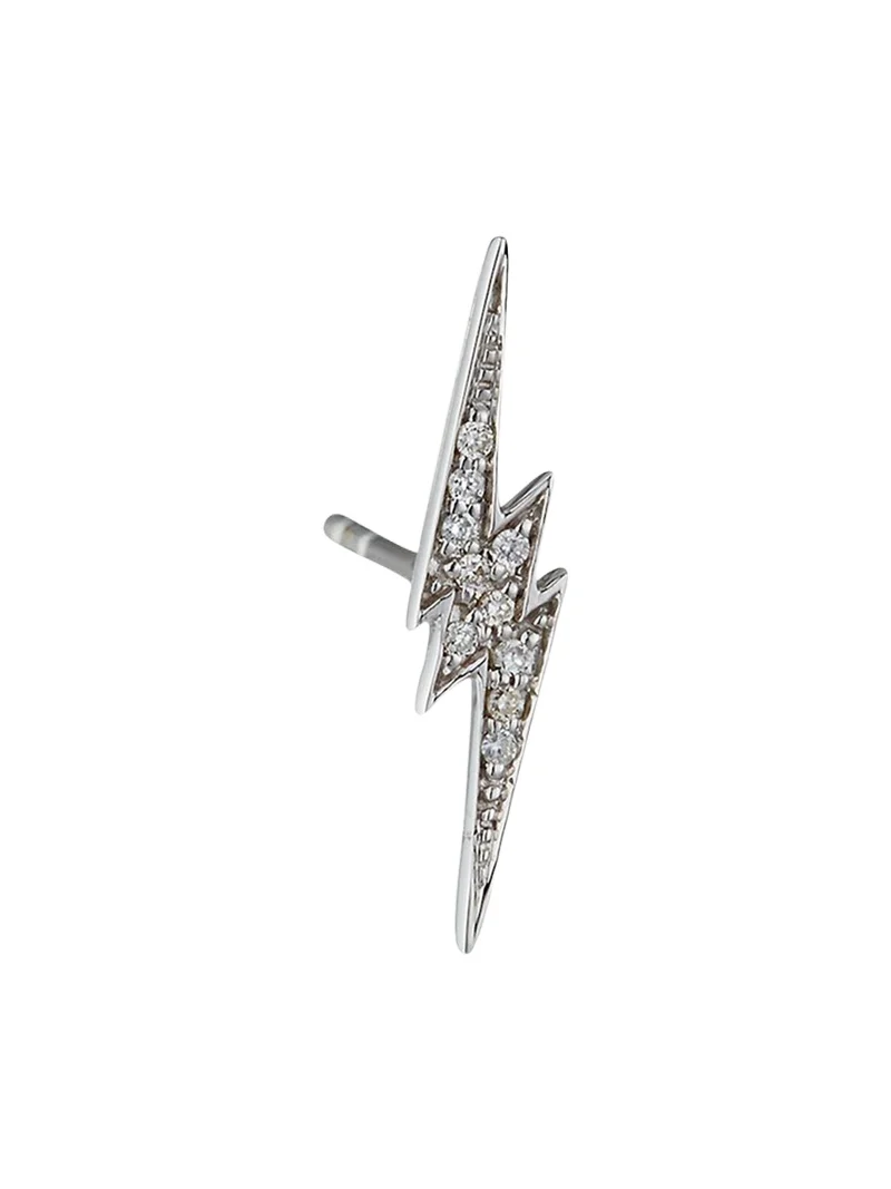 Sydney Evan 14k White Gold Diamond Lightning Bolt Stud Earring, Single