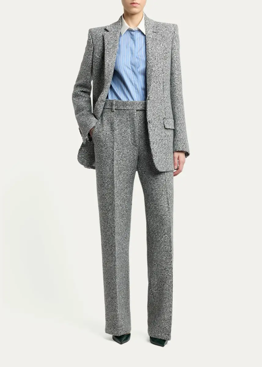 Tom Ford Sequined Broken Chevron Tweed Wide-Leg Tailored Pants | Thumbnail 2 Tom Ford Sequined Broken Chevron Tweed Wide-Leg Tailored Pants | Thumbnail 2
