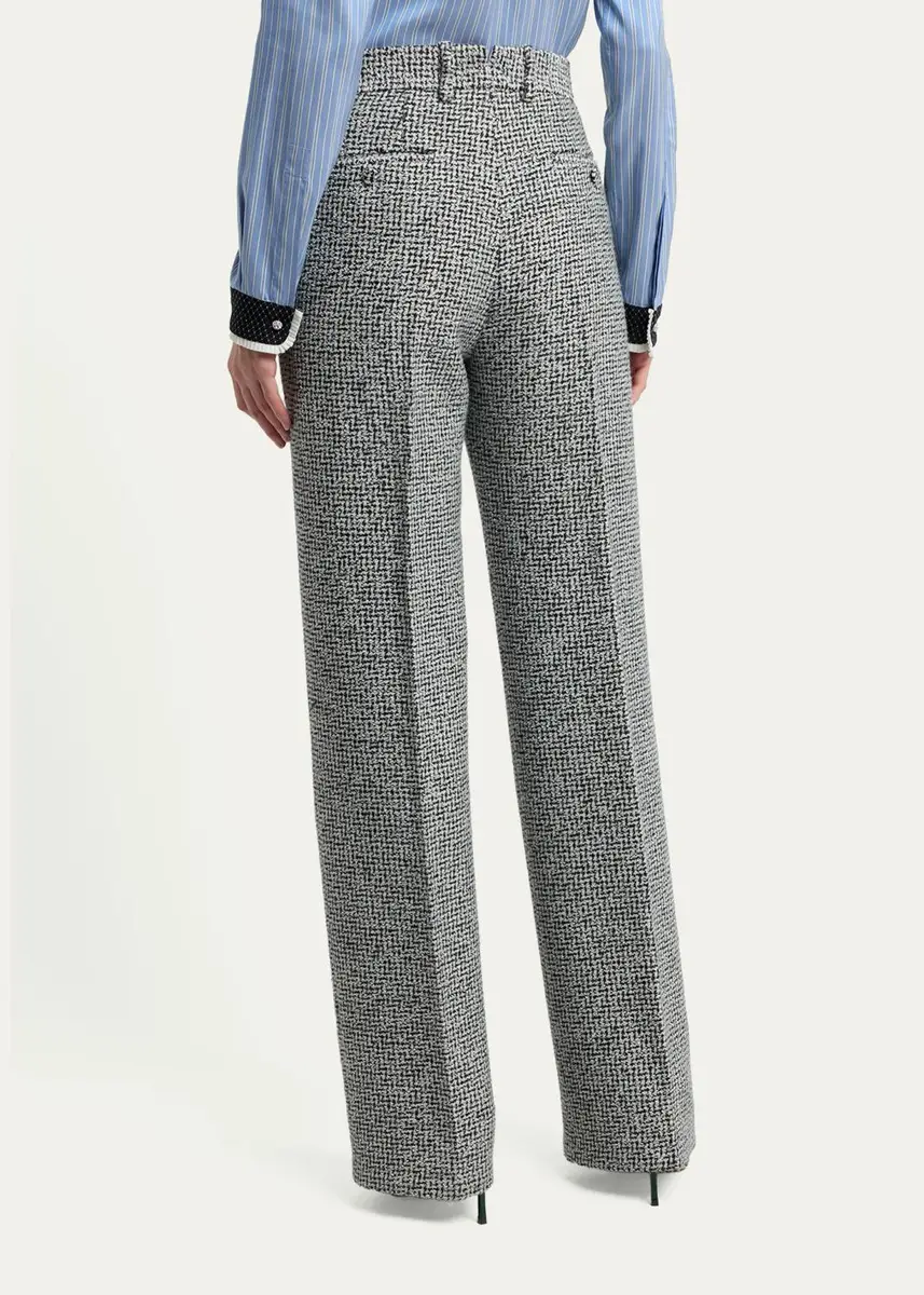 Tom Ford Sequined Broken Chevron Tweed Wide-Leg Tailored Pants | Thumbnail 3 Tom Ford Sequined Broken Chevron Tweed Wide-Leg Tailored Pants | Thumbnail 3