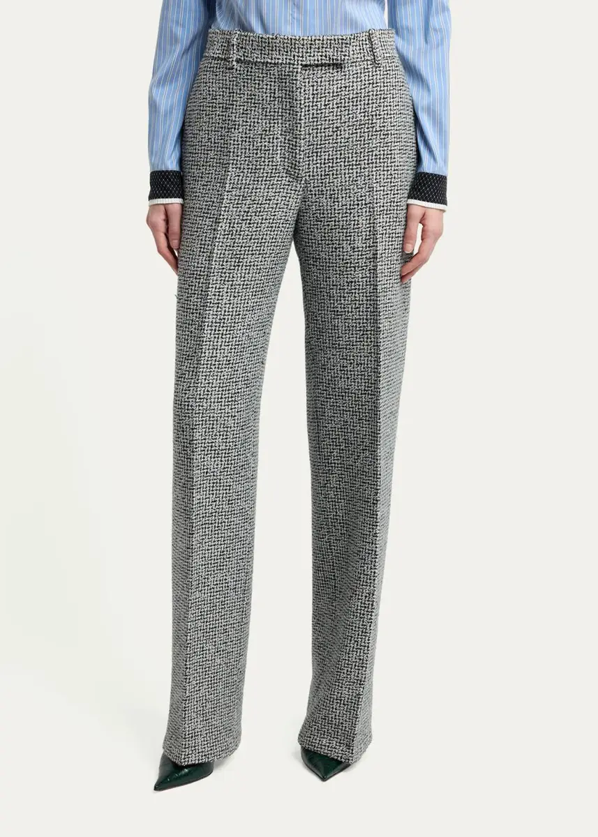 Tom Ford Sequined Broken Chevron Tweed Wide-Leg Tailored Pants | Thumbnail 4 Tom Ford Sequined Broken Chevron Tweed Wide-Leg Tailored Pants | Thumbnail 4