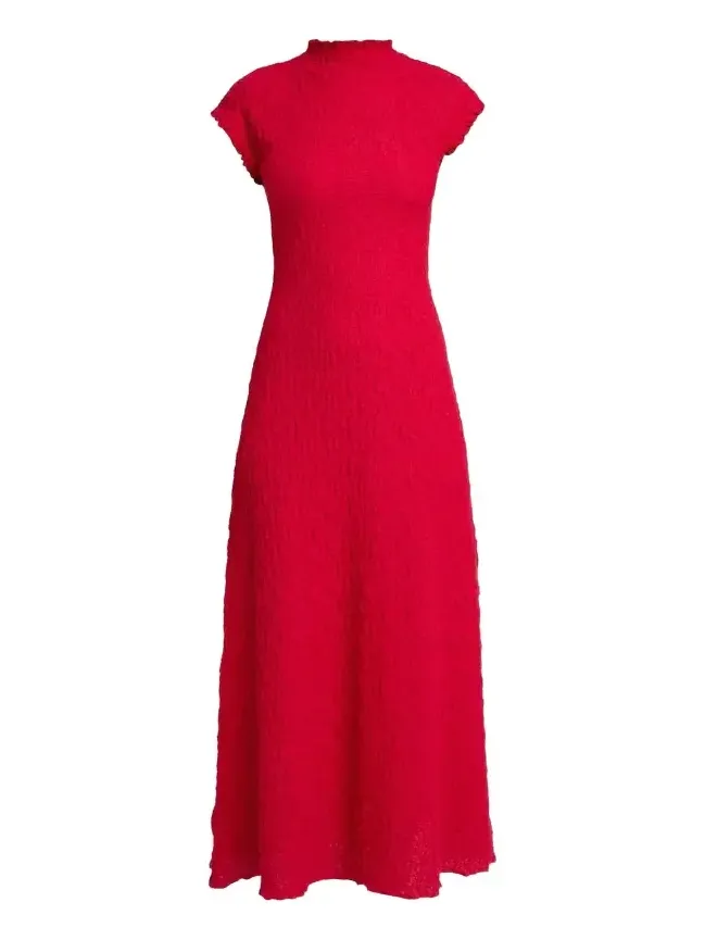 Cleo Stretch Jersey Jacquard A-Line Midi Dress