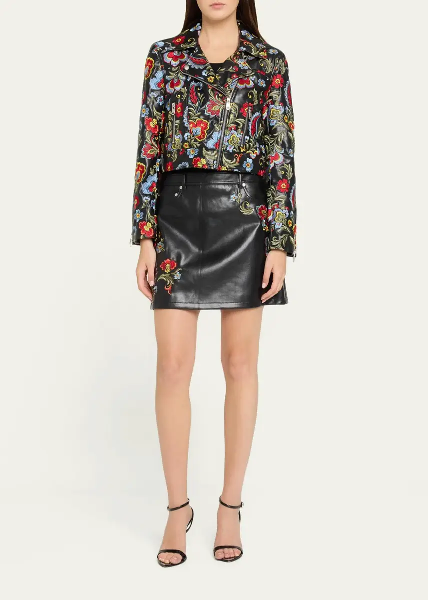 Cinq à Sept Genevive Floral-Embroidered Biker Jacket | Thumbnail 2 Cinq à Sept Genevive Floral-Embroidered Biker Jacket | Thumbnail 2