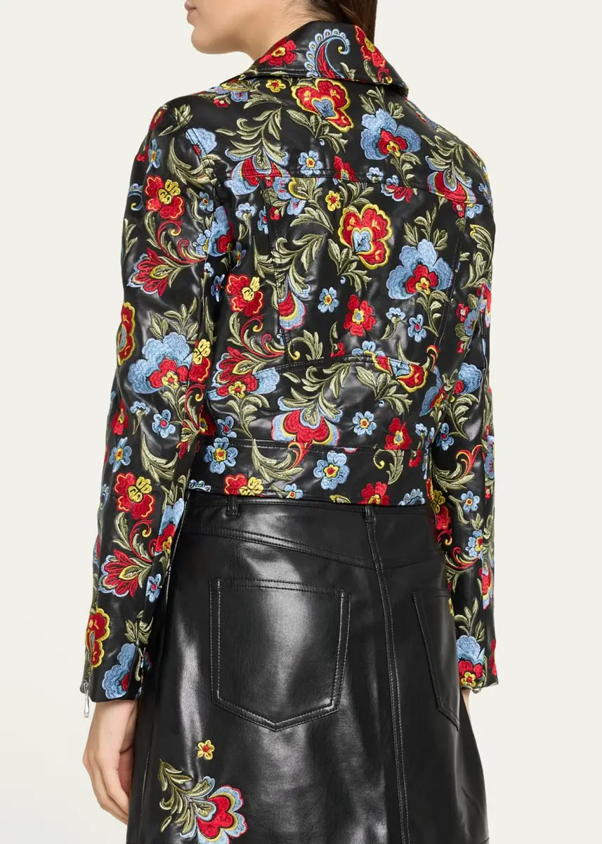 Cinq à Sept Genevive Floral-Embroidered Biker Jacket | Thumbnail 3 Cinq à Sept Genevive Floral-Embroidered Biker Jacket | Thumbnail 3