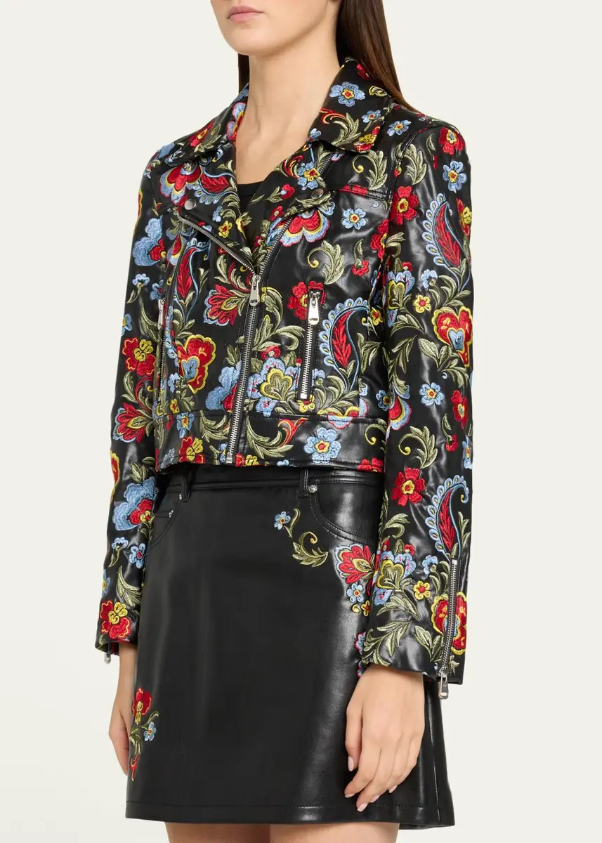 Cinq à Sept Genevive Floral-Embroidered Biker Jacket | Thumbnail 4 Cinq à Sept Genevive Floral-Embroidered Biker Jacket | Thumbnail 4