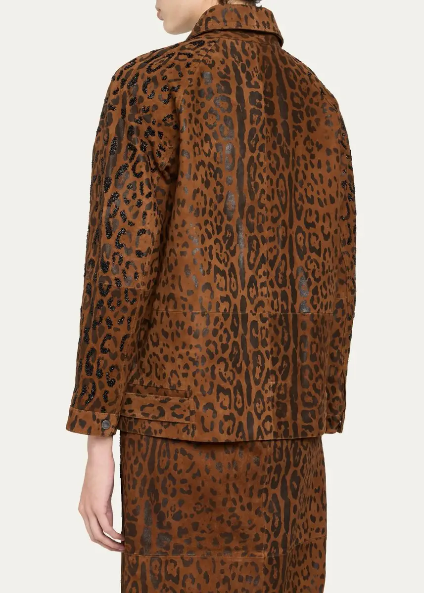 Kobi Halperin Lana Beaded Animal-Print Suede Jacket | Thumbnail 3