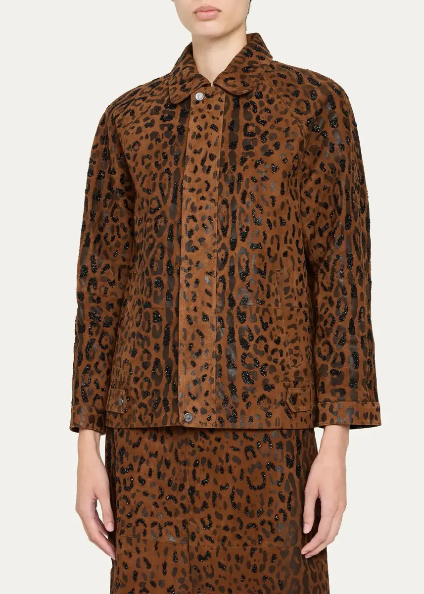 Kobi Halperin Lana Beaded Animal-Print Suede Jacket | Thumbnail 4