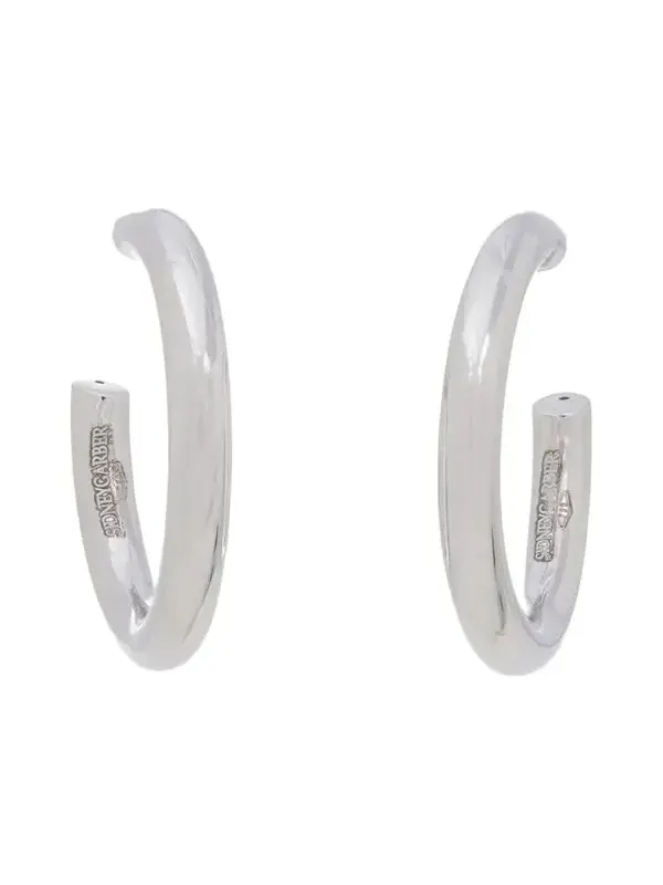 18K White Gold Mallory Hoop Earrings, Medium 18K White Gold Mallory Hoop Earrings, Medium