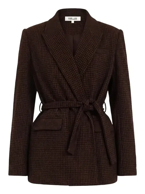 Diane von Furstenberg Annika Houndstooth Knit Wrap Jacket