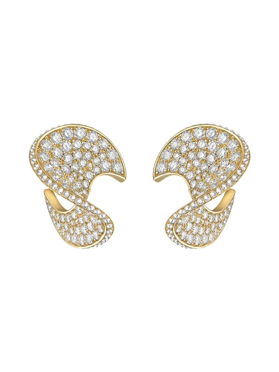Contour 18K Yellow Gold Diamond Slope Earrings Contour 18K Yellow Gold Diamond Slope Earrings