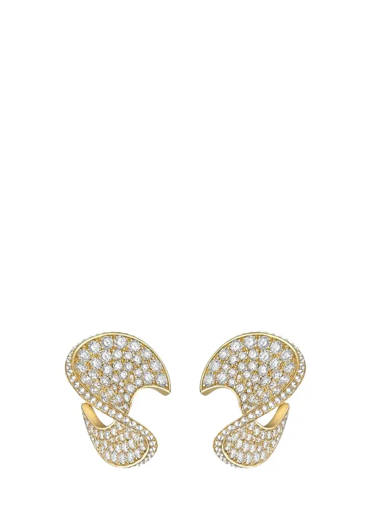 Contour 18K Yellow Gold Diamond Slope Earrings