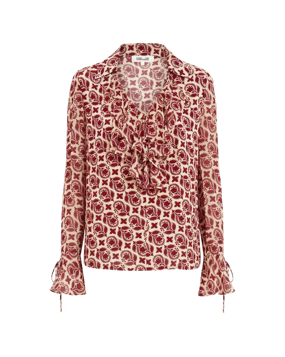 Diane von Furstenberg Lisette Floral Ruffle New Crepe Blouse | Thumbnail 2 Diane von Furstenberg Lisette Floral Ruffle New Crepe Blouse | Thumbnail 2