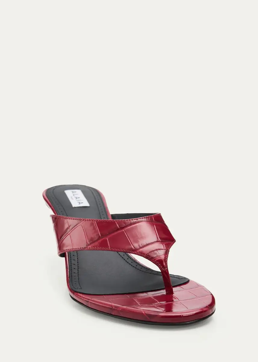 Alaïa 55mm Infradito Croc-Embossed Leather Thong Sandals | Thumbnail 3 Alaïa 55mm Infradito Croc-Embossed Leather Thong Sandals | Thumbnail 3