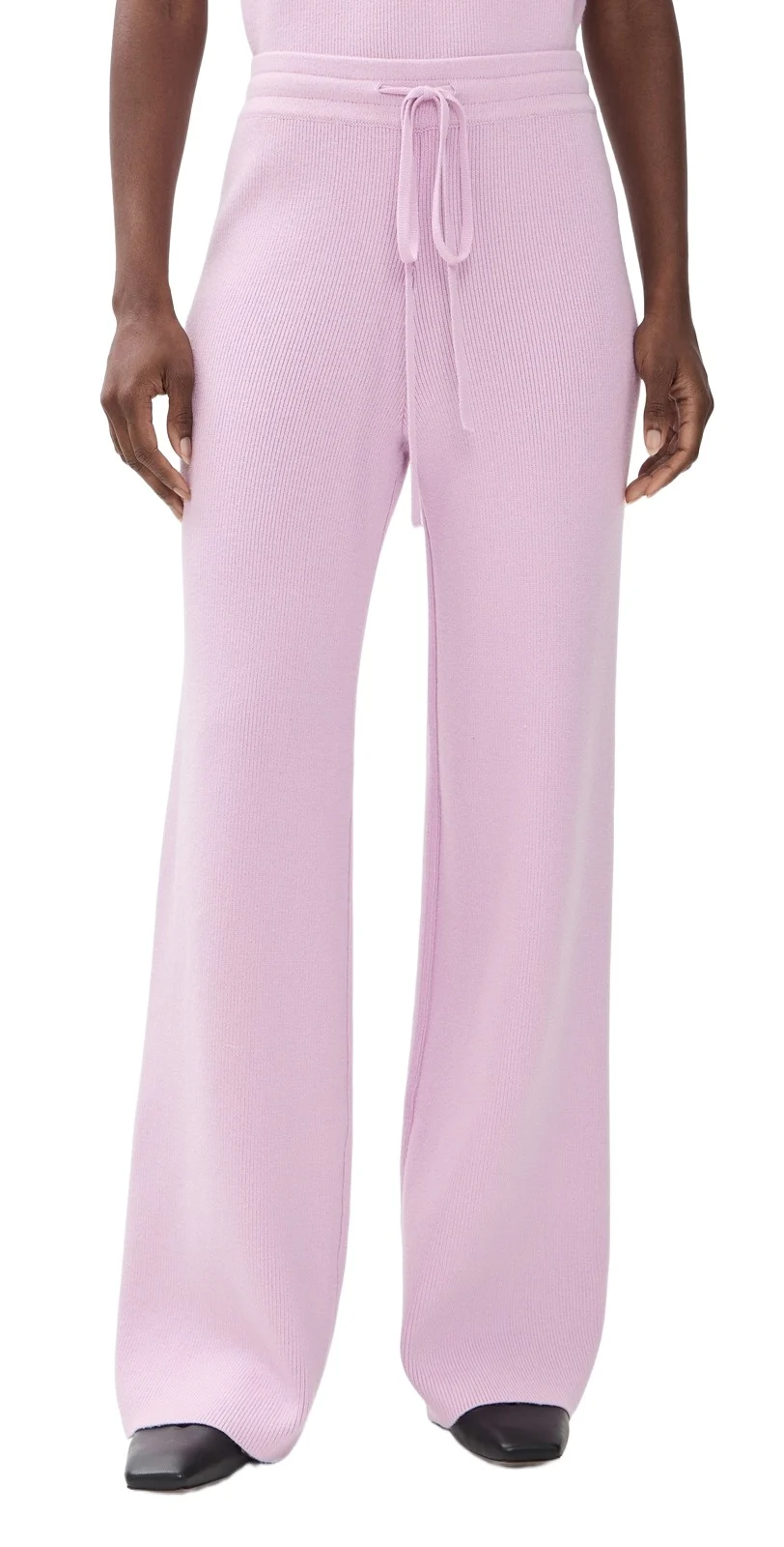 English Factory Ribbed Knit Drawstring Wide Leg Pants