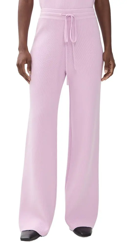 English Factory Ribbed Knit Drawstring Wide Leg Pants