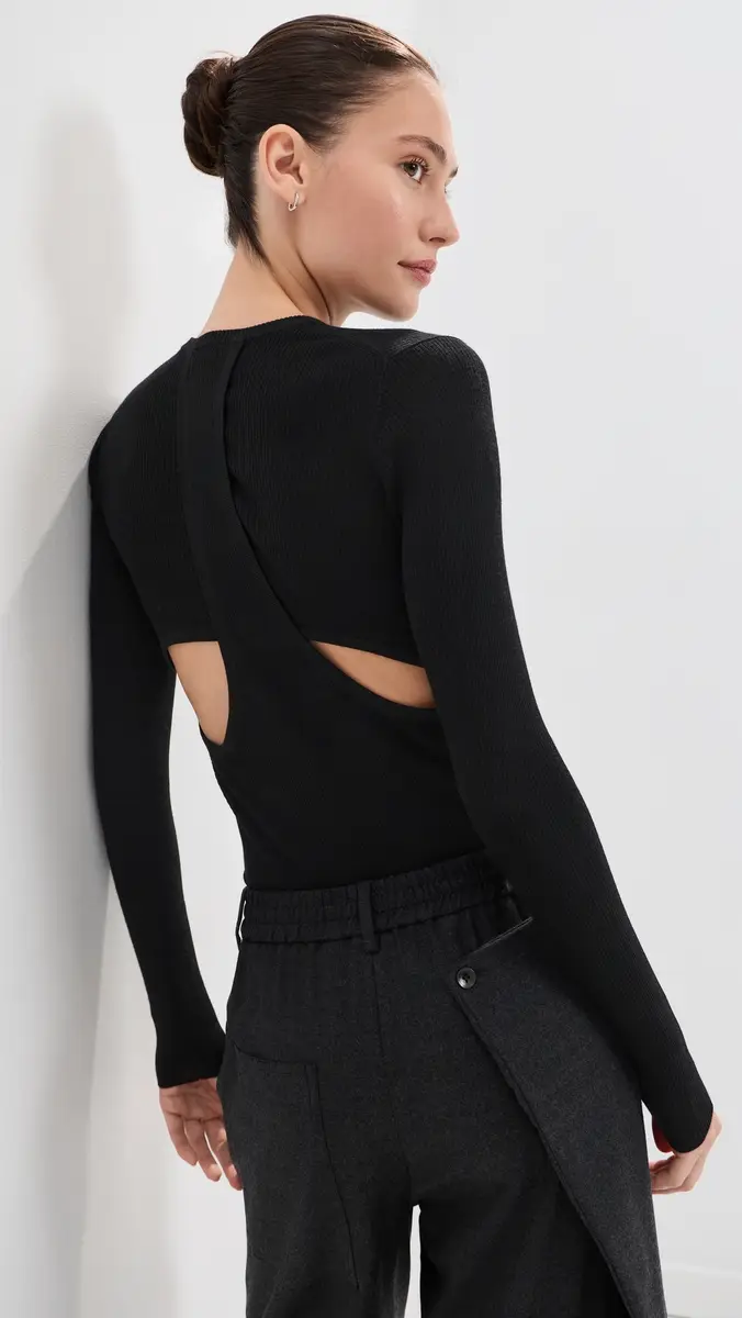 Tibi Feather Weight Ribbed Cutout Tee | Thumbnail 2 Tibi Feather Weight Ribbed Cutout Tee | Thumbnail 2