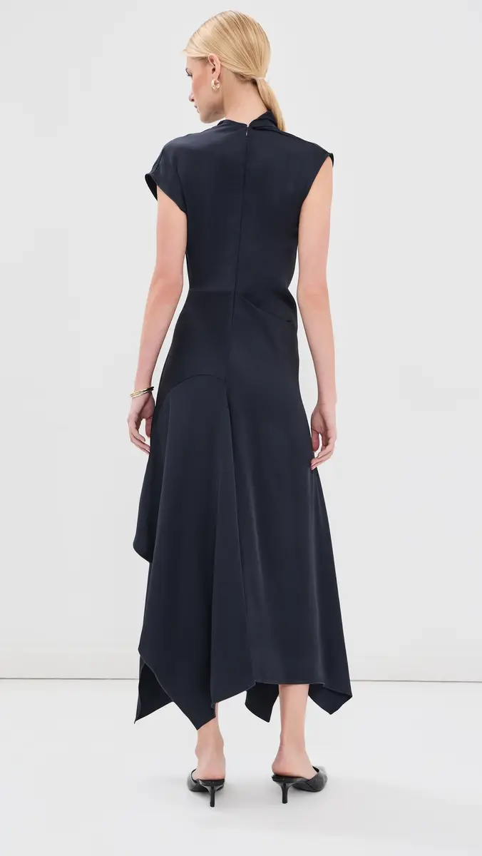 Victoria Beckham High Neck Draped Midi Dress | Thumbnail 3 Victoria Beckham High Neck Draped Midi Dress | Thumbnail 3