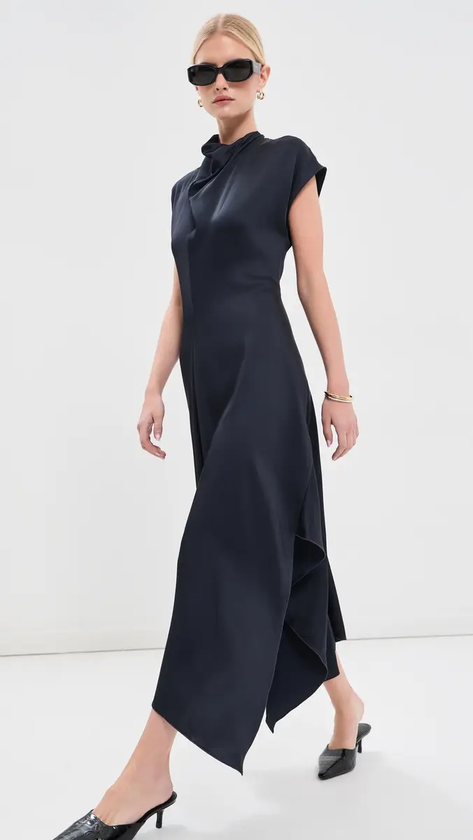 Victoria Beckham High Neck Draped Midi Dress | Thumbnail 5 Victoria Beckham High Neck Draped Midi Dress | Thumbnail 5