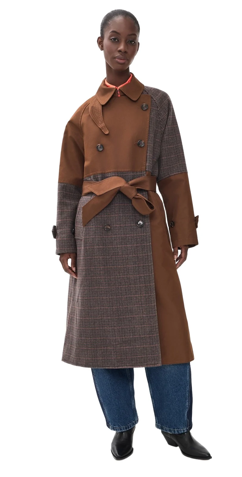 Essentiel Antwerp Kagu Patchwork Trench Coat