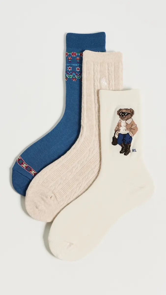 Polo Ralph Lauren Winter Bear Socks 3-Pack | Thumbnail 2
