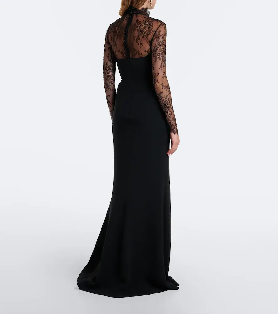 Elie Saab Lace-trimmed cady gown | Thumbnail 2