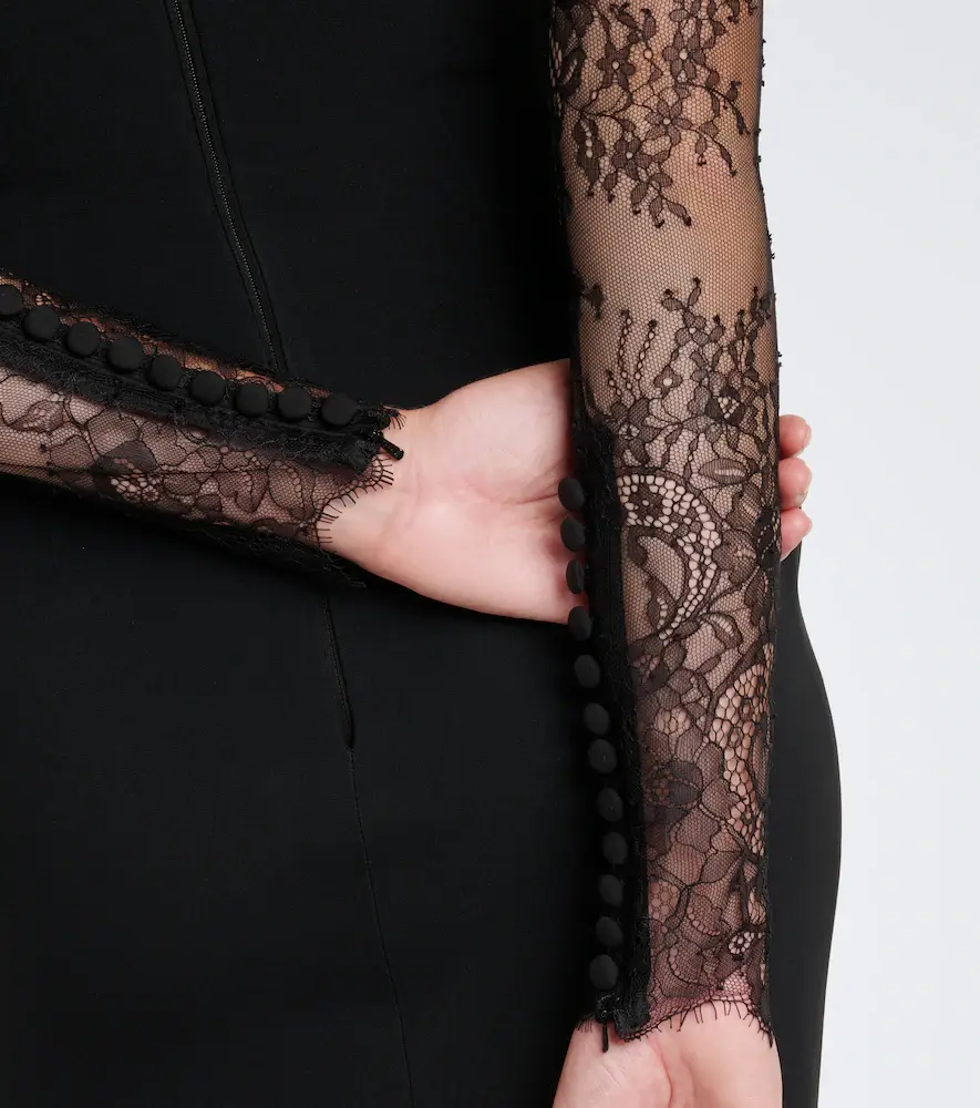 Elie Saab Lace-trimmed cady gown | Thumbnail 3