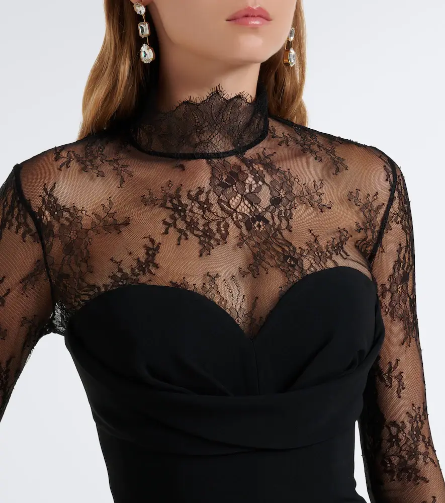 Elie Saab Lace-trimmed cady gown | Thumbnail 4