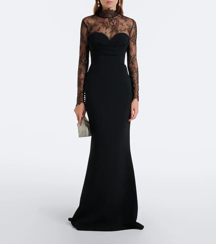 Elie Saab Lace-trimmed cady gown | Thumbnail 5