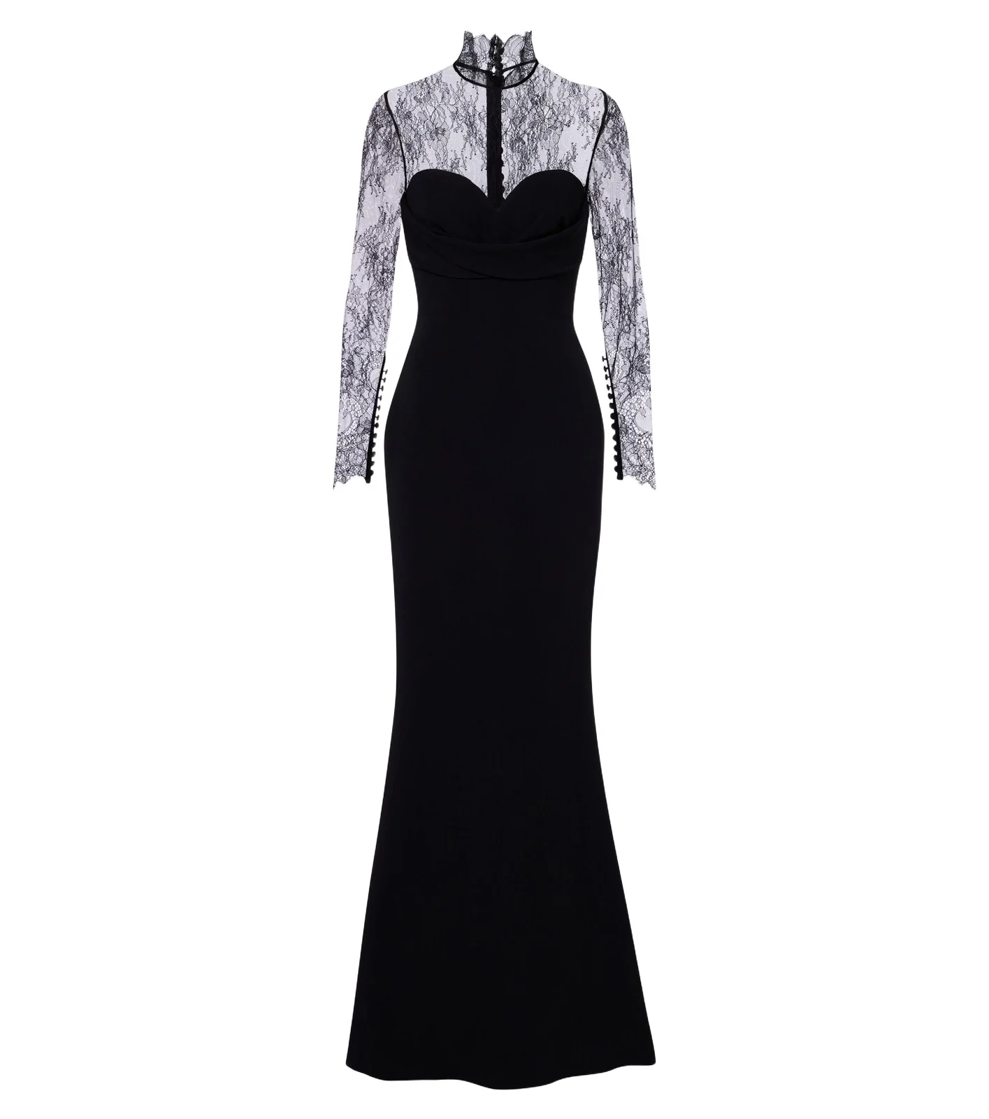 Lace-trimmed cady gown