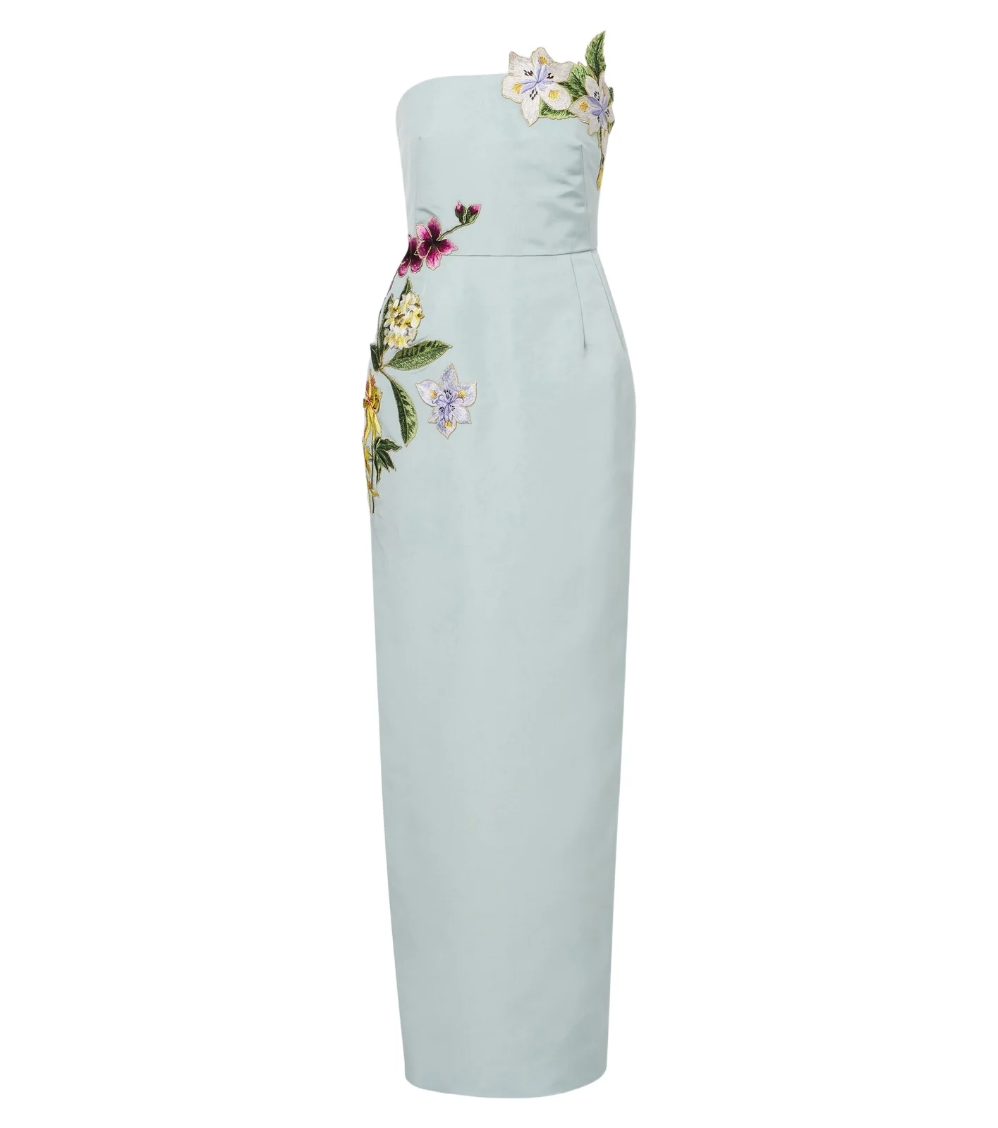 Oscar de la Renta Floral embroidered silk bustier gown