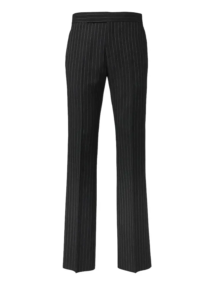 Pinstriped wool straight pants