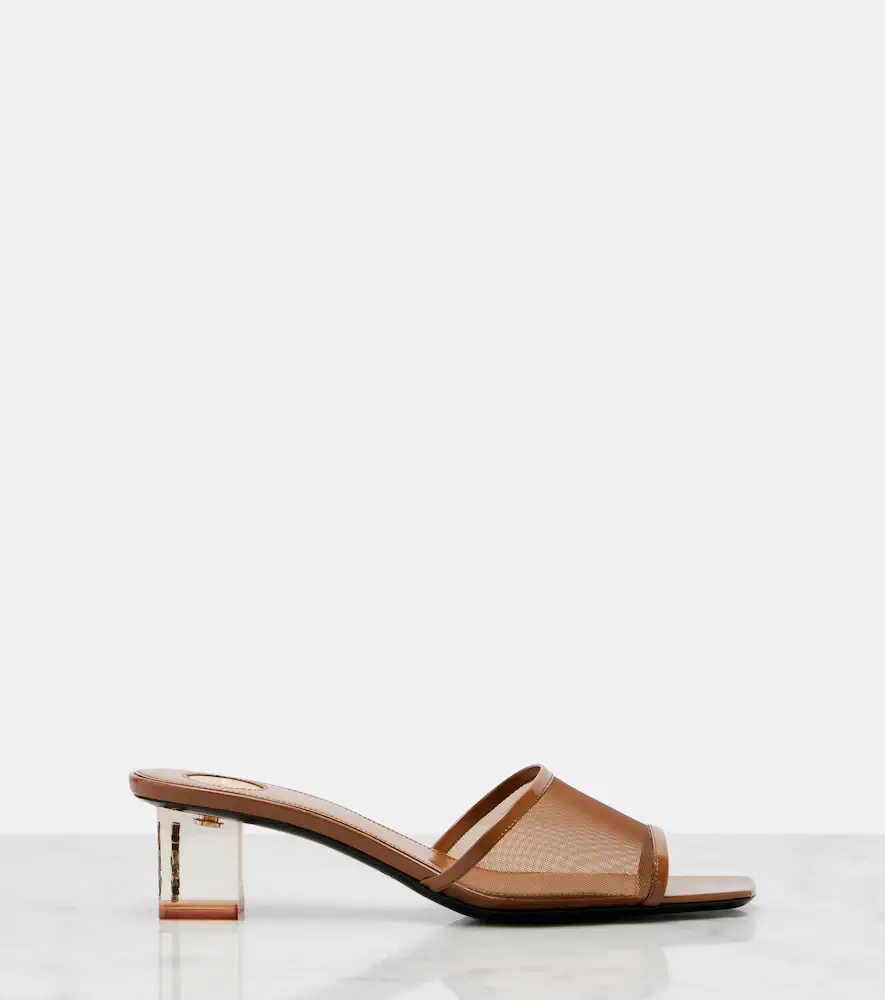 Saint Laurent Sip patent leather-trimmed mesh mules | Thumbnail 2 Saint Laurent Sip patent leather-trimmed mesh mules | Thumbnail 2