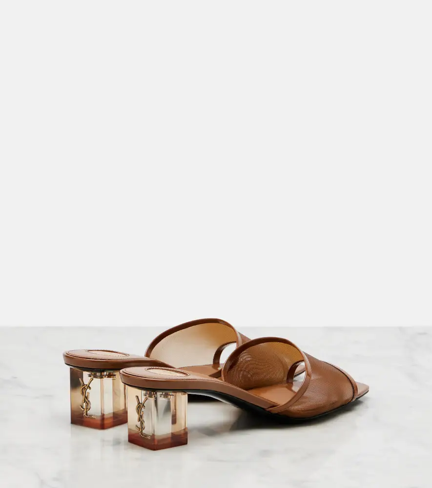 Saint Laurent Sip patent leather-trimmed mesh mules | Thumbnail 4 Saint Laurent Sip patent leather-trimmed mesh mules | Thumbnail 4