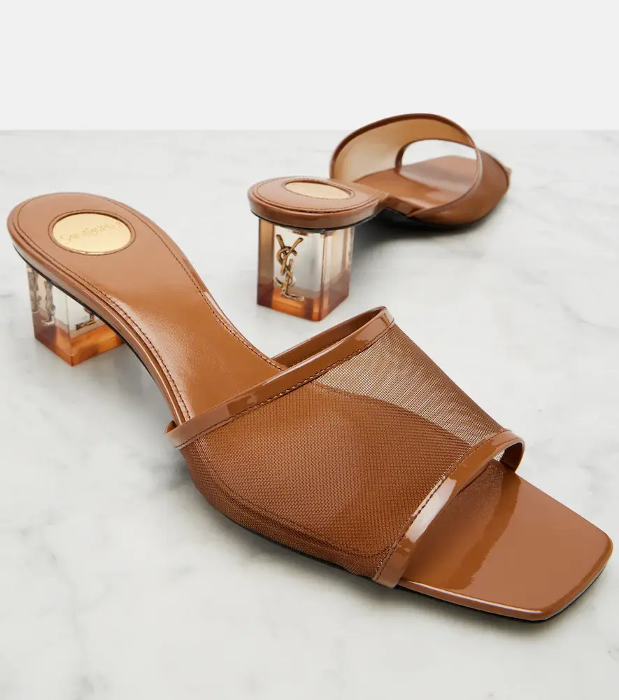 Saint Laurent Sip patent leather-trimmed mesh mules | Thumbnail 5 Saint Laurent Sip patent leather-trimmed mesh mules | Thumbnail 5