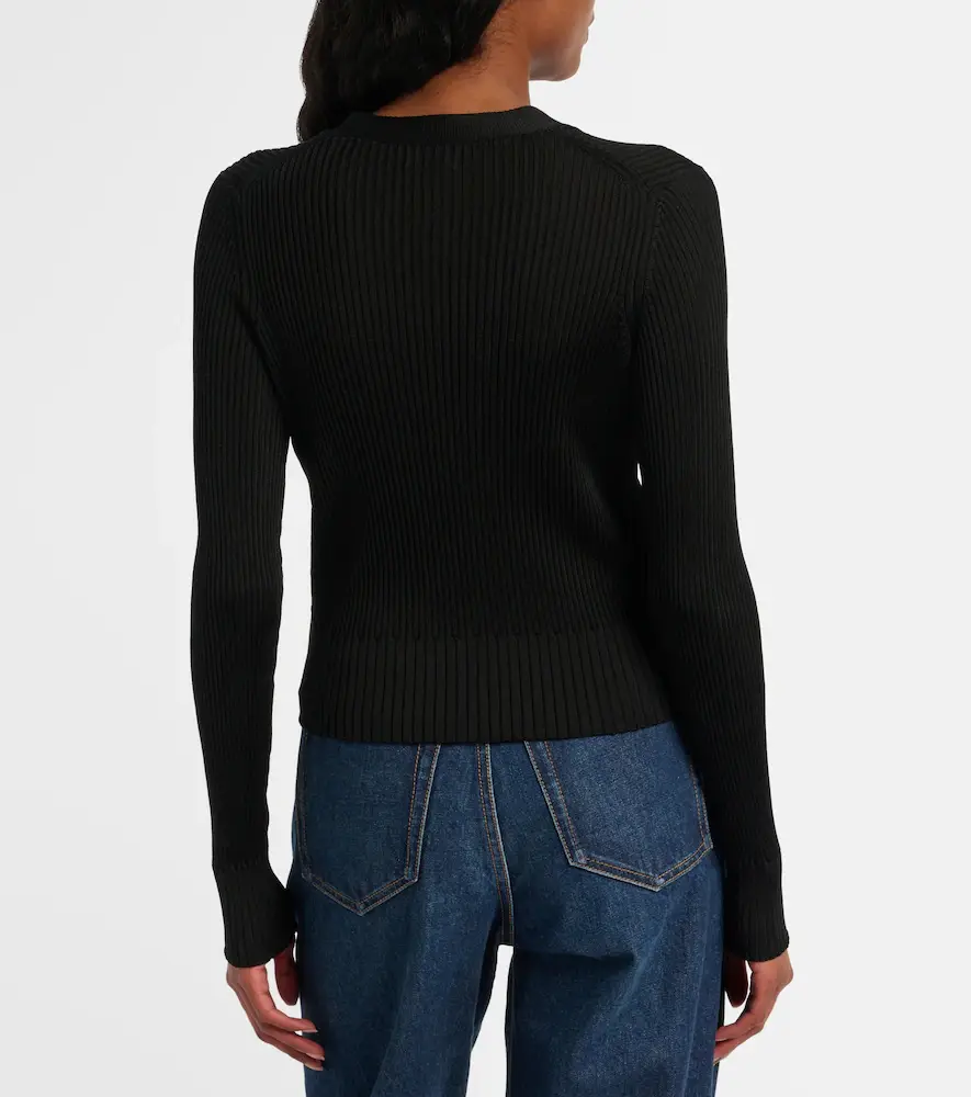 Saint Laurent Ribbed-knit wool, cashmere, silk cardigan | Thumbnail 2