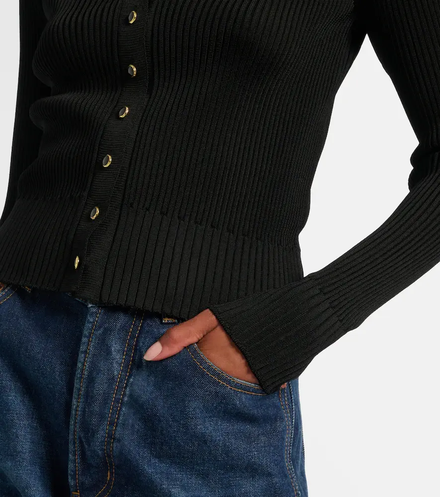 Saint Laurent Ribbed-knit wool, cashmere, silk cardigan | Thumbnail 5