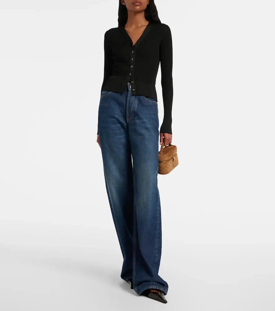 Saint Laurent Ribbed-knit wool, cashmere, silk cardigan | Thumbnail 6