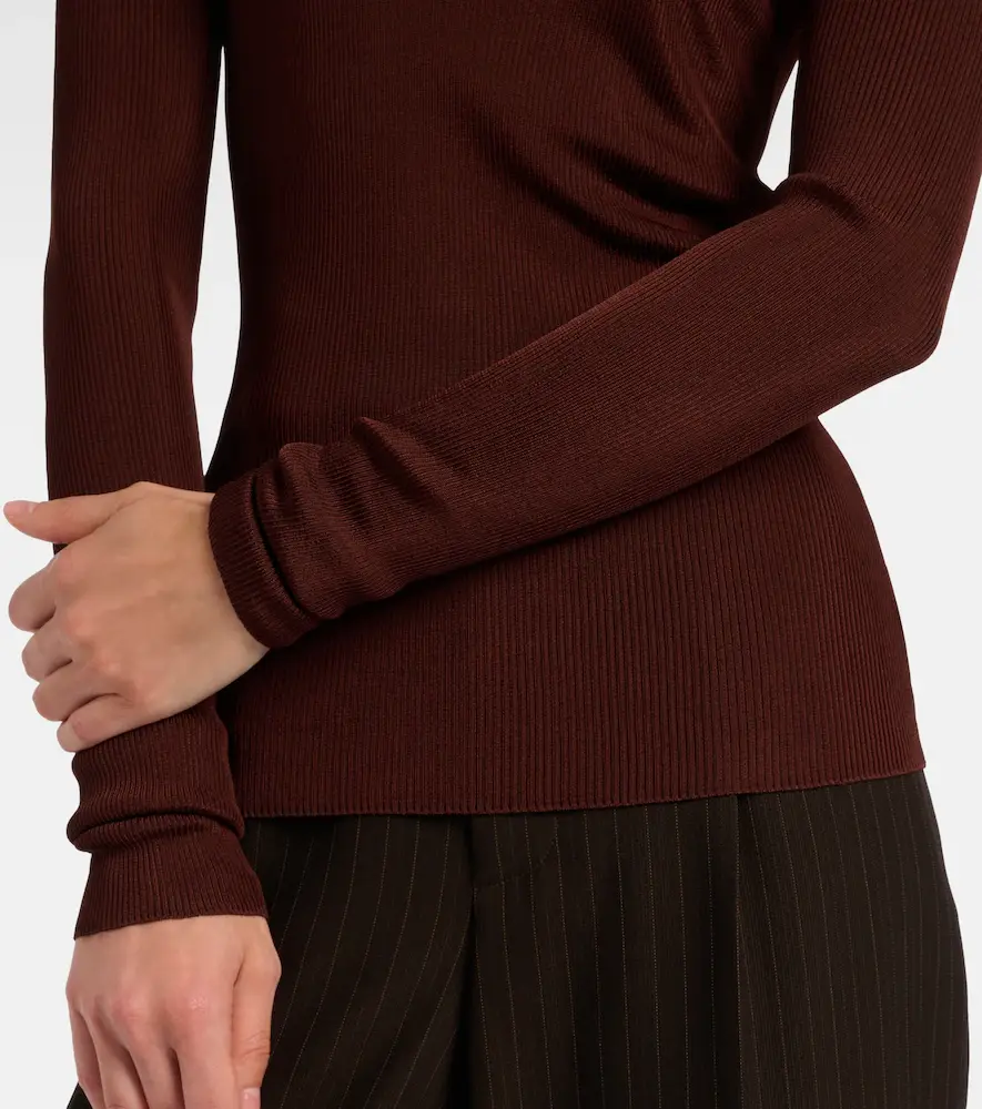 Saint Laurent Ribbed-knit silk sweater | Thumbnail 4 Saint Laurent Ribbed-knit silk sweater | Thumbnail 4