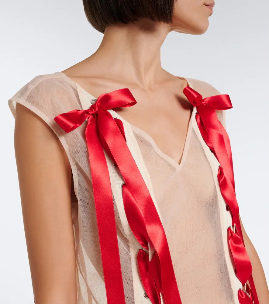 Simone Rocha Unraveling bow-detail sheer top | Thumbnail 2 Simone Rocha Unraveling bow-detail sheer top | Thumbnail 2