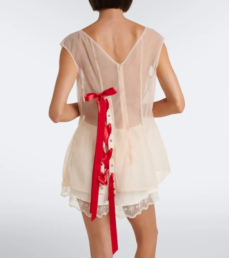 Simone Rocha Unraveling bow-detail sheer top | Thumbnail 4 Simone Rocha Unraveling bow-detail sheer top | Thumbnail 4