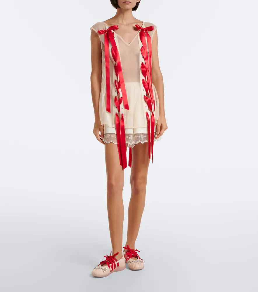 Simone Rocha Unraveling bow-detail sheer top | Thumbnail 5 Simone Rocha Unraveling bow-detail sheer top | Thumbnail 5