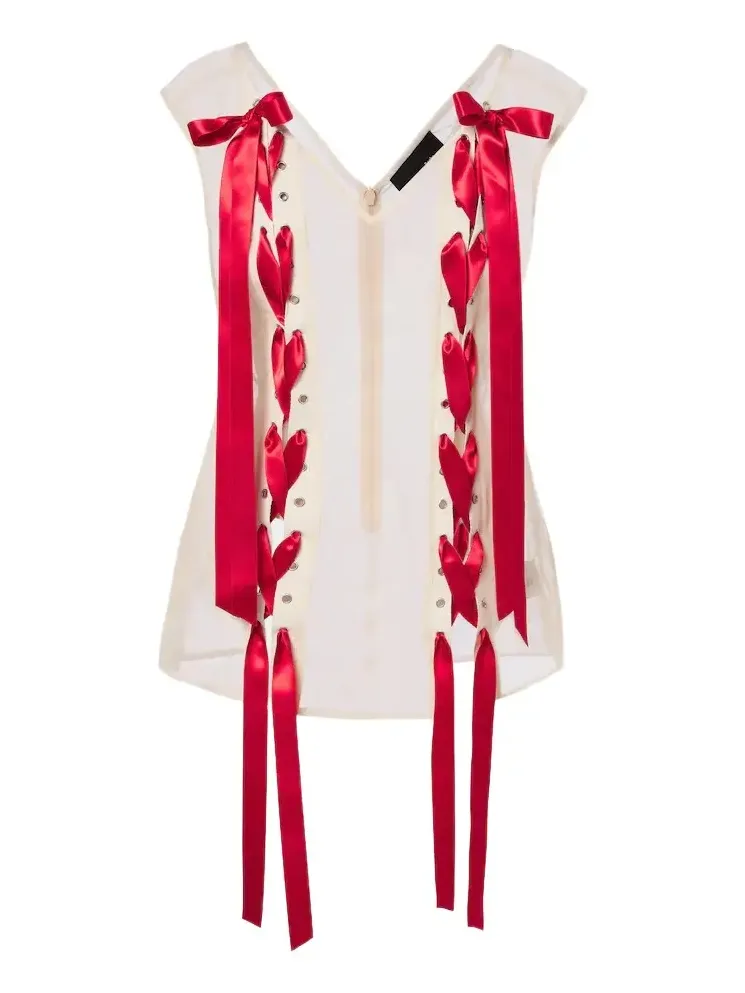 Simone Rocha Unraveling bow-detail sheer top
