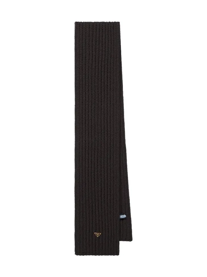 Ribbed-knit virgin wool scarf