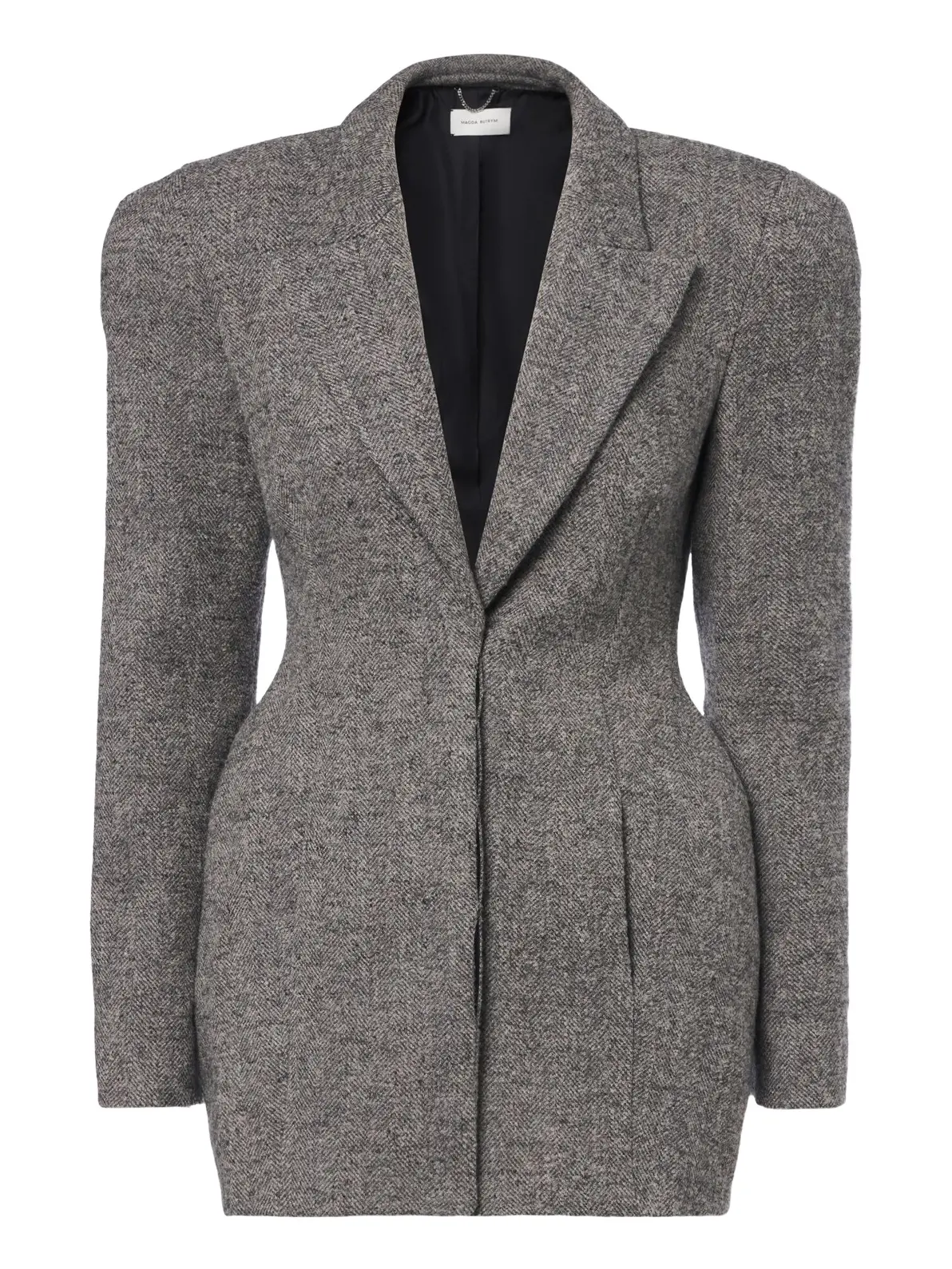 Herringbone wool-blend blazer dress