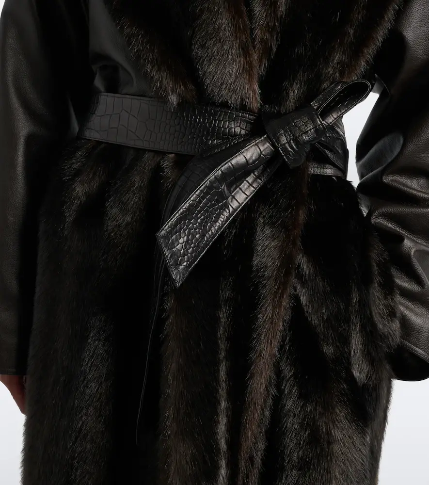 Magda Butrym Belted leather-trimmed coat | Thumbnail 7